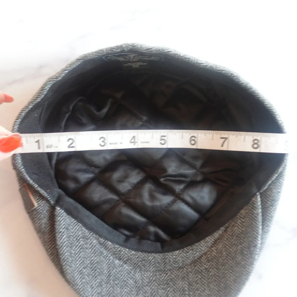 Major Wear Herringbone‎ Tweed Flat Cap Hat LXL Wool Blend Newboy British Ivy